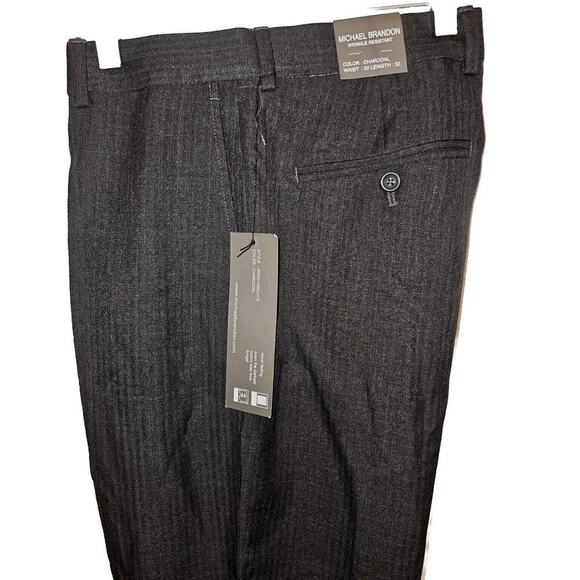 NWT! Michael Brandon Mens Pants Size 32x32 Slim Fit Gray Wrinkle Resistant - Picture 1 of 16